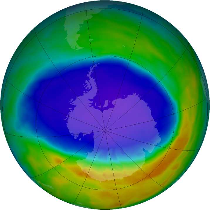 Antarctic ozone map for 23 September 2013